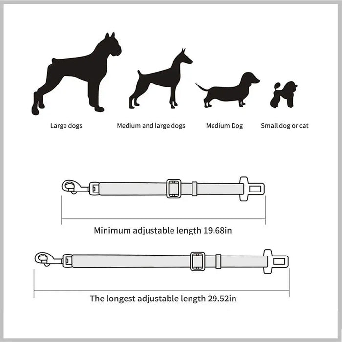 Cinturón de seguridad ajustable para mascotas en el automóvil