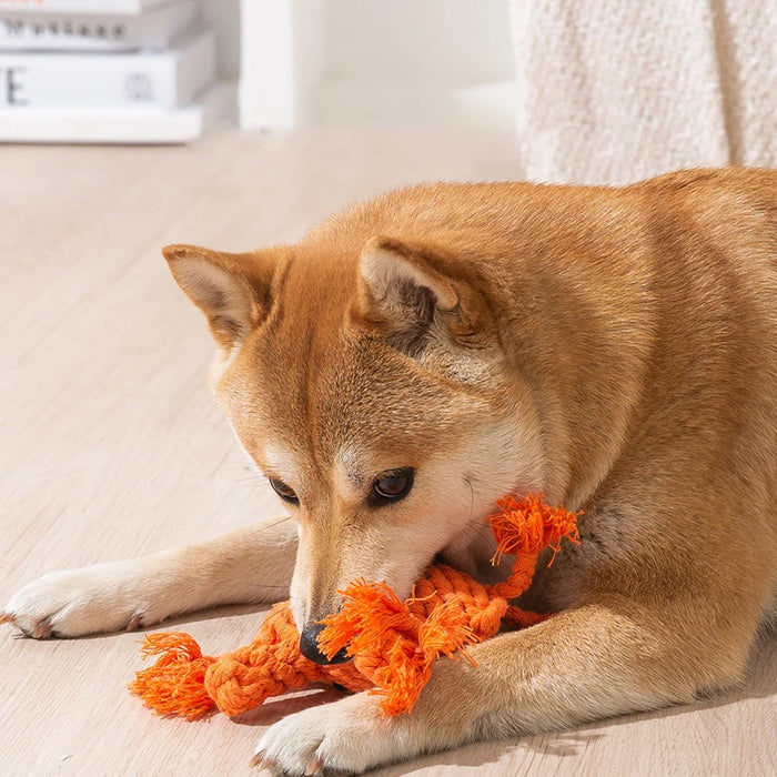 Handmade Cotton Rope Carrot Shape Toy for Dogs