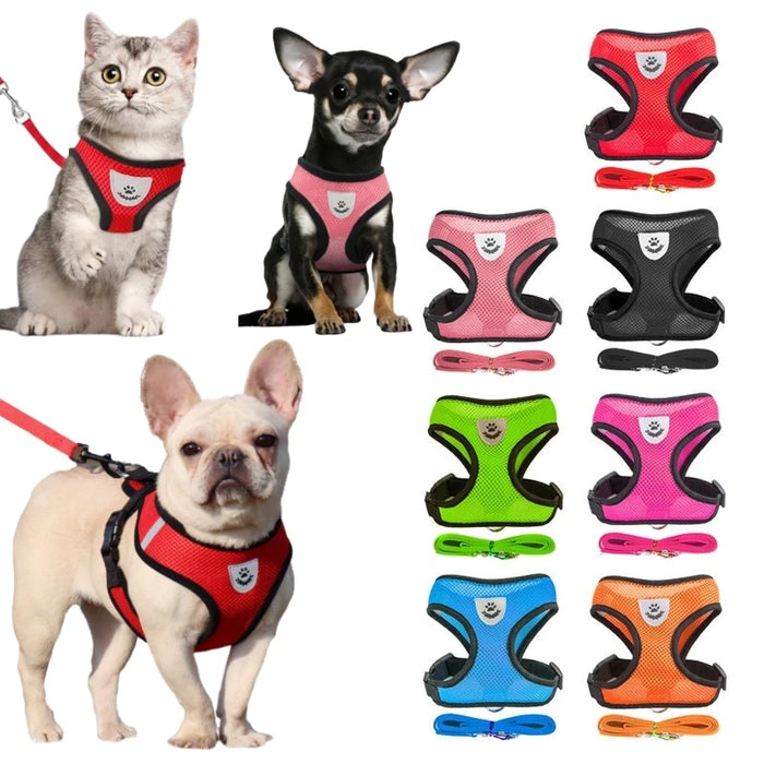 Breathable Mesh Cat Small Dog Harness and Leash